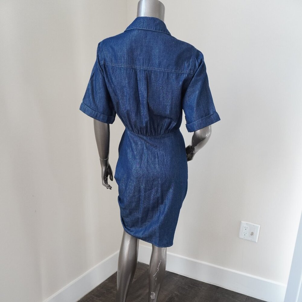 Veronica Beard Hensley Dress Blue Chambrey Shirt Dress Rushed Size 4 - Picture 3 of 7